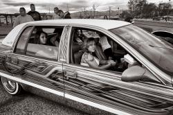 Amanda Sherwood and Friends in a ’95 Fleetwood Brougham, Plaza de Española in Con Cariño: Artists Inspired by Lowriders