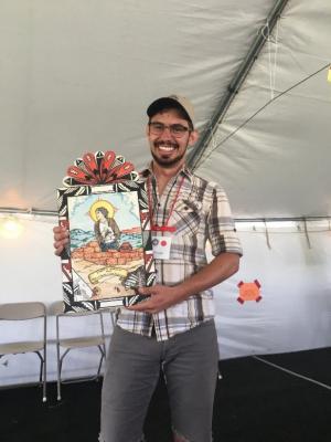Coronado Historic Site Ranger/Researcher Ethan Ortega accepts prestigious Cordell-Powers Prize at 2017 Pecos Conference.  Photo: Shelley Thompson