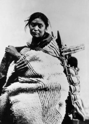 Navajo woman and baby at Fort Sumner, Bosque Redondo Era, New Mexico