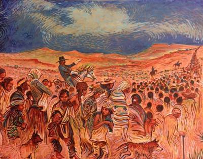 The Long Walk 2, Painting by Shonto Begay, with permission from the artist