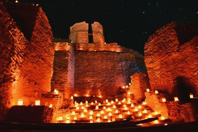 14-Jemez Historic Site illuminated by luminarias