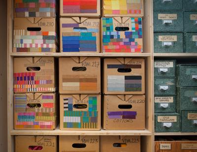 Alexander Girard: Storage boxes arranged and labeled by Girard
