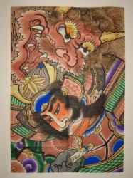 Tsugaru-style kite painting depicting Raiko
