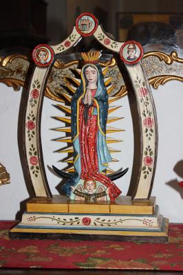 Virgin of Guadalupe wood carving, part of the art collection at the Mesilla home of J. Paul Taylor