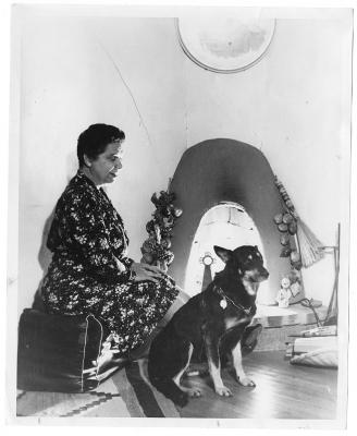 Elizabeth Garrett and her seeing-eye dog. Date unknown.  Photo Archives 057207 