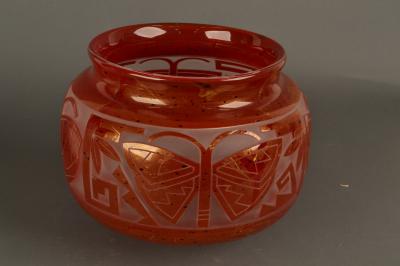 Glass bowl by Tammy Garcia (Santa Clara) and Preston Singletary, (Tlingit). 