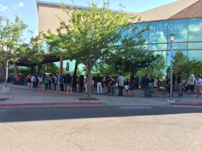 Lines form outside New Mexico Museum of Natural History and Science for Da Vinci --The Genius