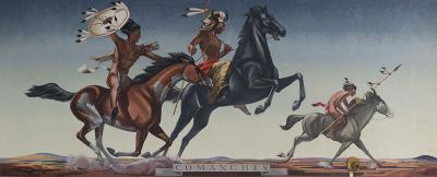COMANCHES, mural, 1942. Oil on canvas, 5 X 1317. Post Office, Seymour, Texas 
