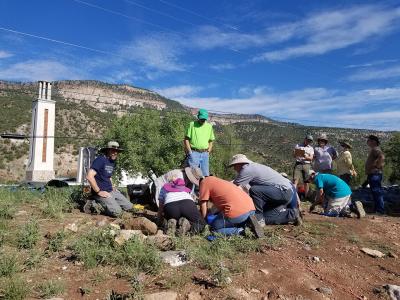 Volunteers excavate at Jemez Historic Site. Photo courtesy of New Mexico Historic Sites.