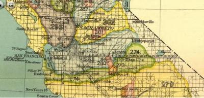 Detail of 1890s map of California